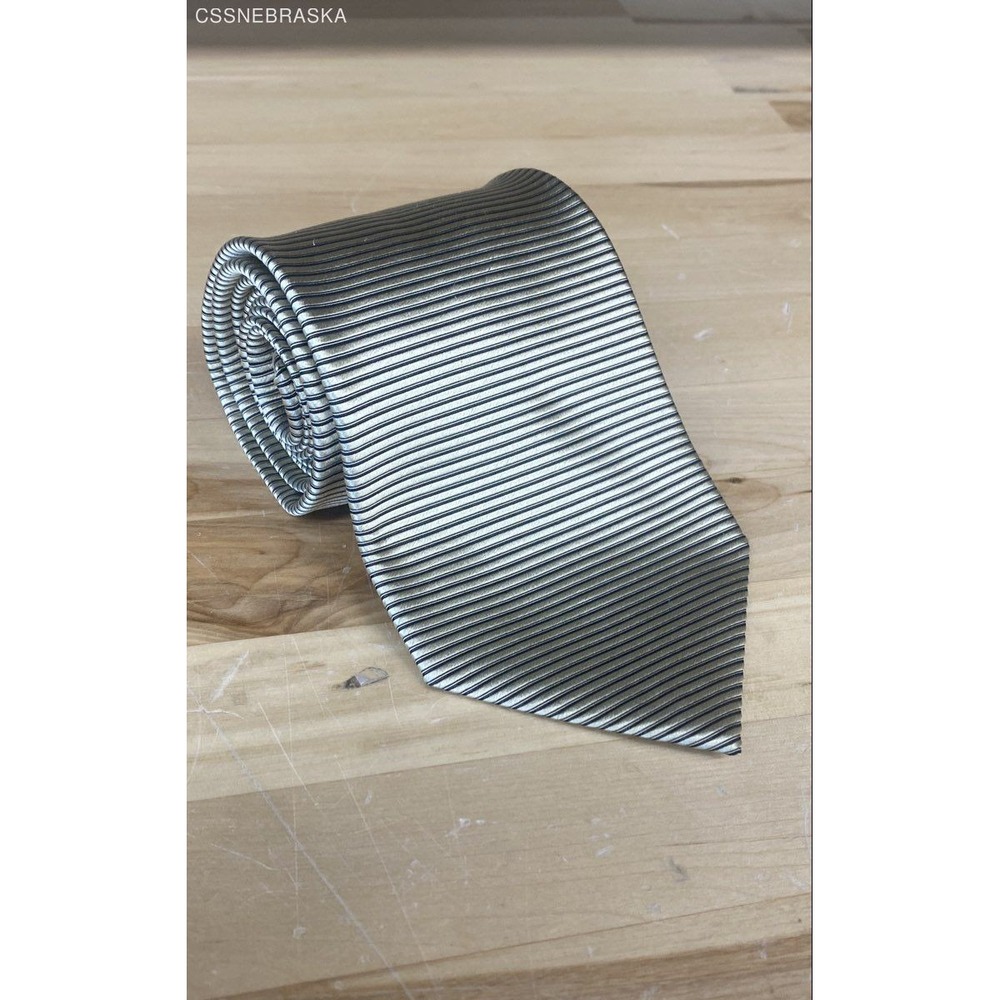 Fratelli Moda Gold Black Men's Striped 100% Silk‎ Tie - Made in Italy